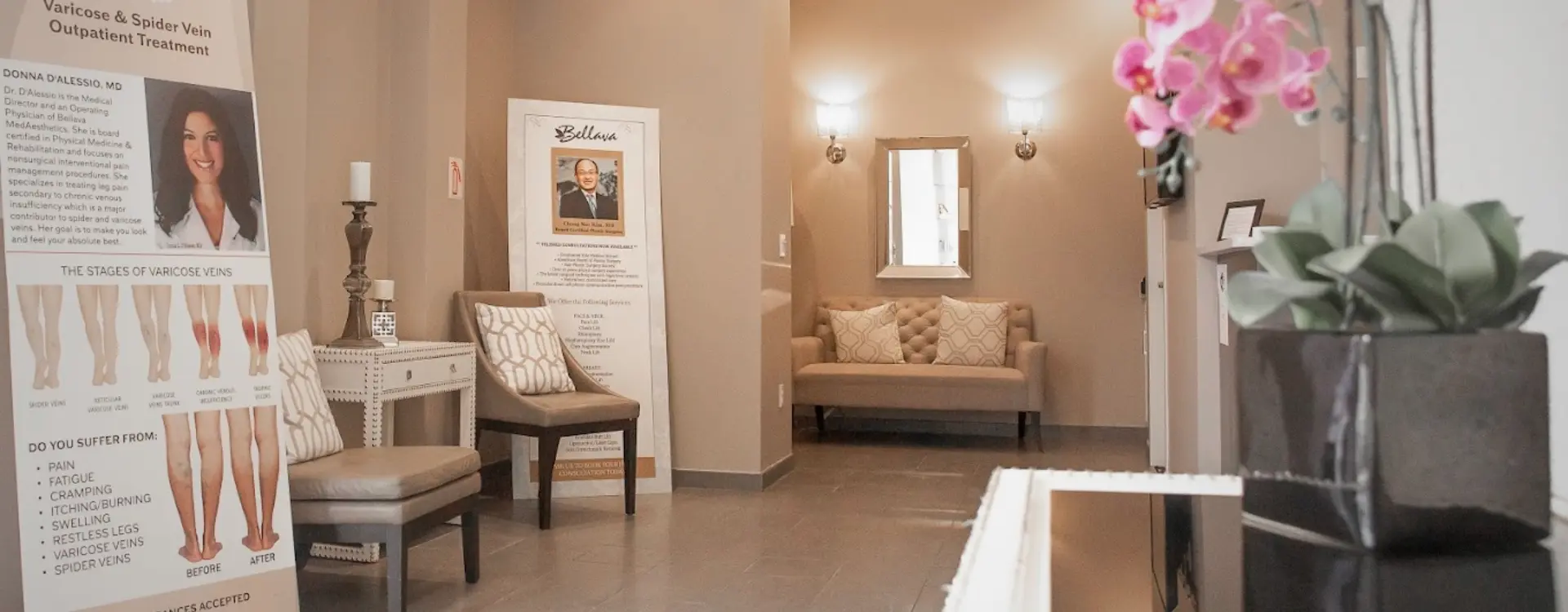 The waiting area at Bellava MedAesthetics & Plastic Surgery Center in Bedford Hills