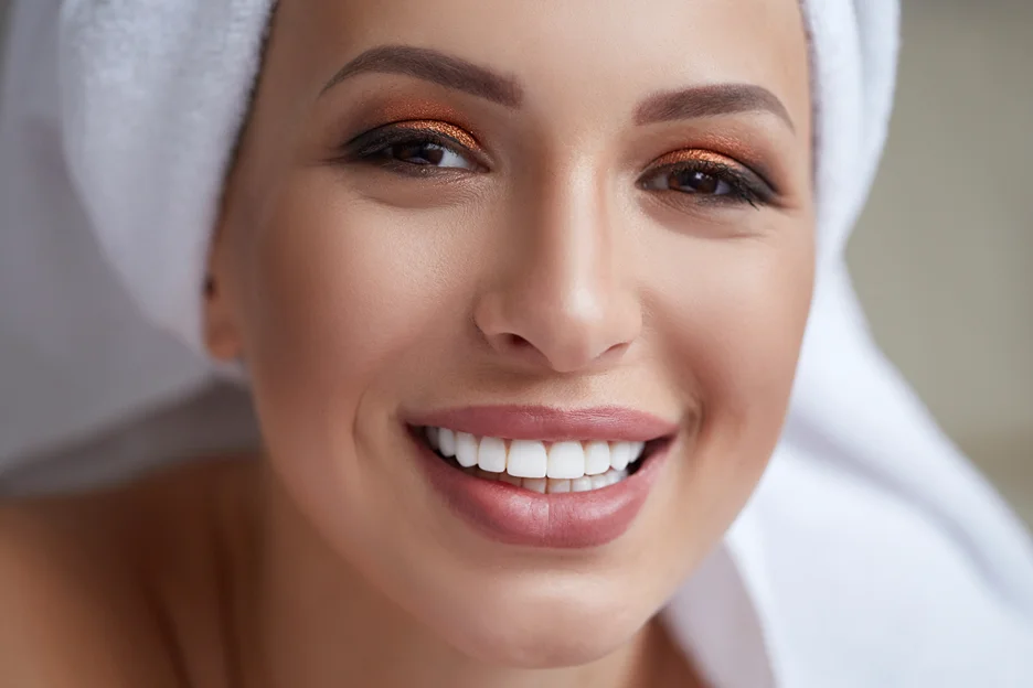 a portrait of a smiling, happy woman